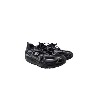 Skechers Shape Ups Black Silver Walking Shoes Women's Size 7.5